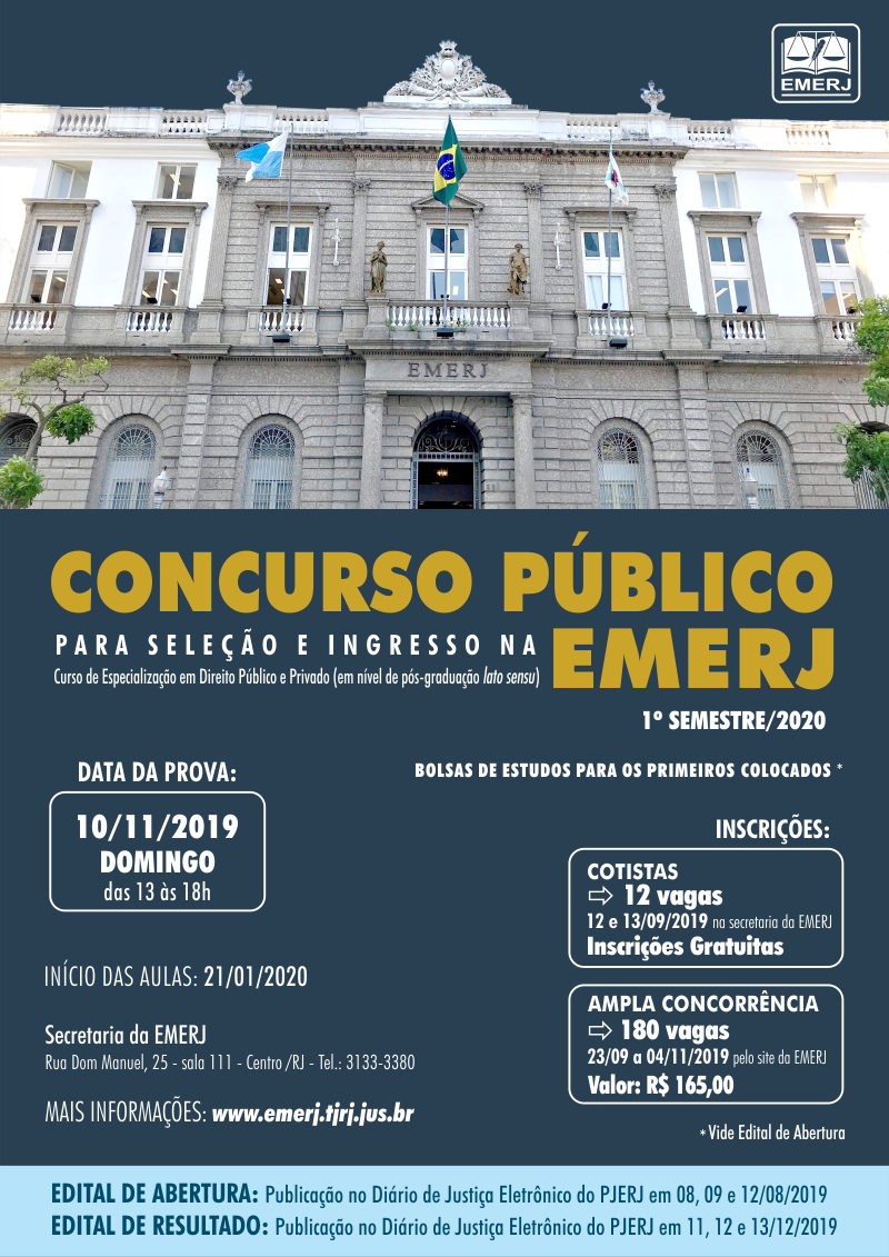 Concurso Público para Seleção e Ingresso na EMERJ - 1º semestre/2020