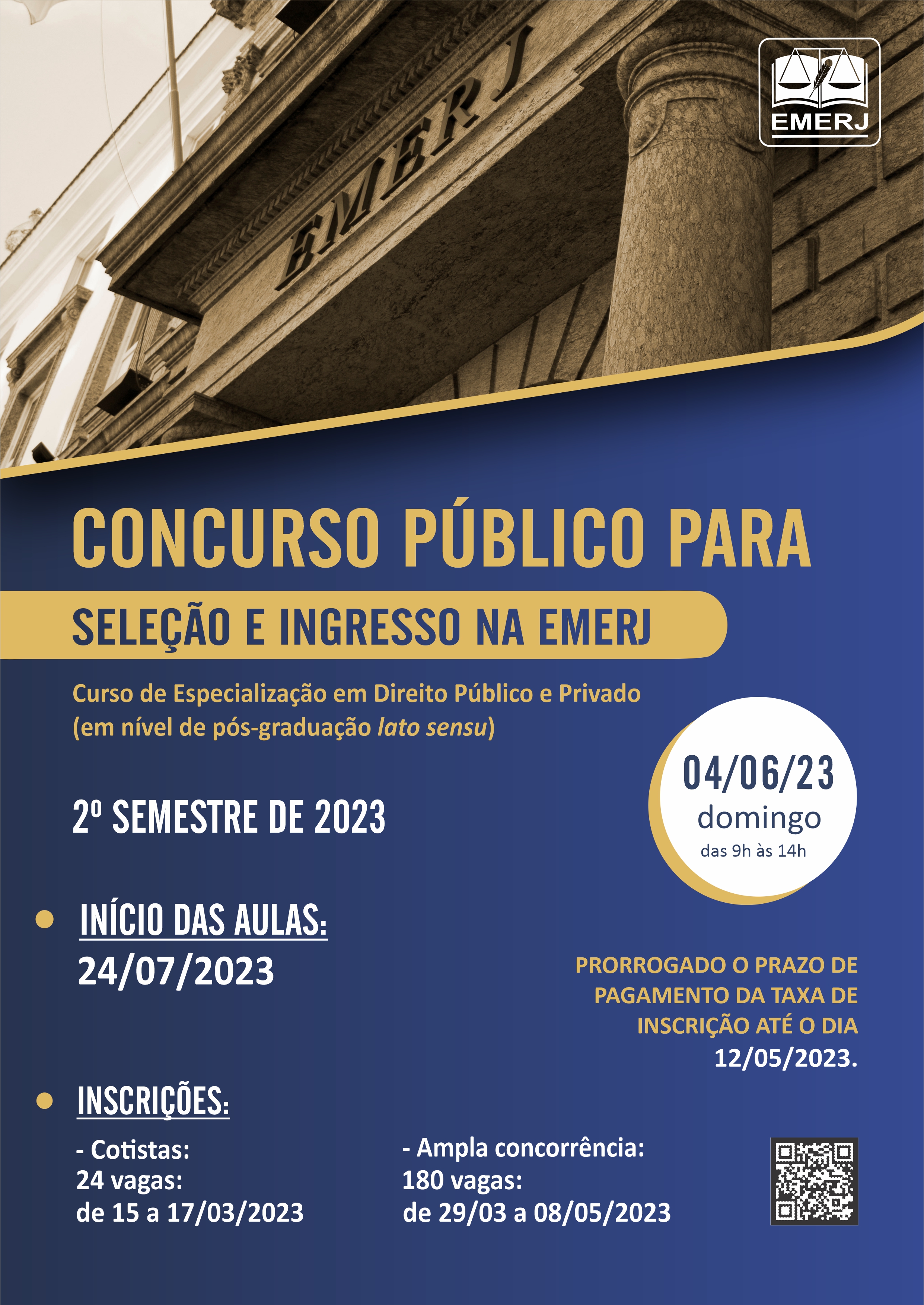 cartaz do Concurso Público para Seleção e Ingresso na EMERJ - 2º semestre/2023