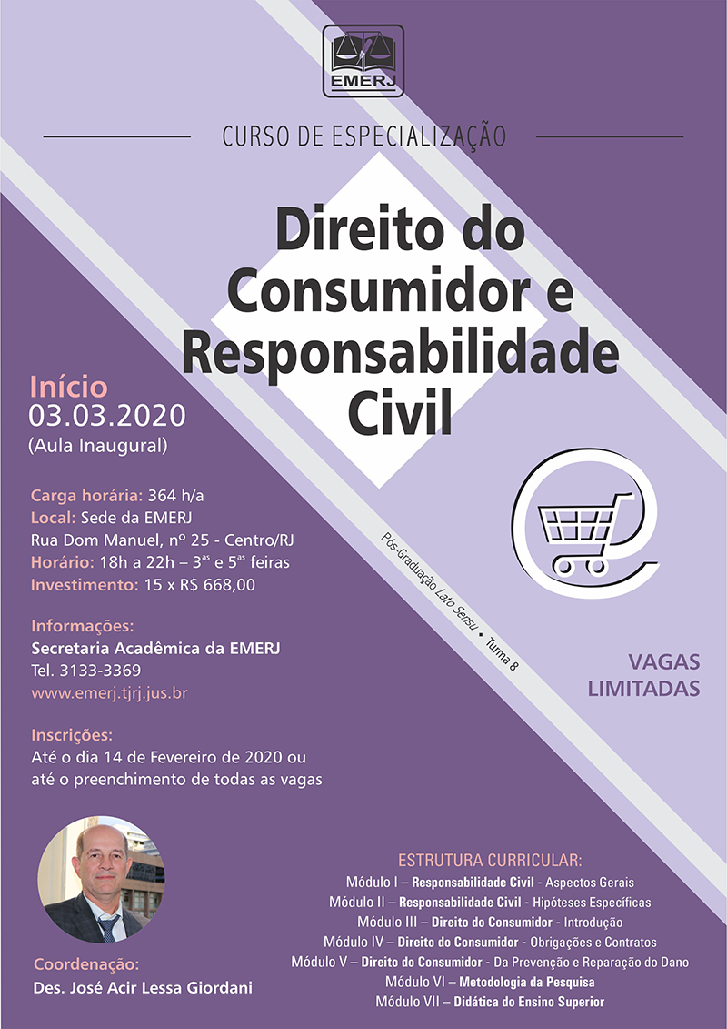 Curso de Especialização Direito do Consumidor e Responsabilidade Civil - Pós-Graduação Lato Sensu - Turma 8