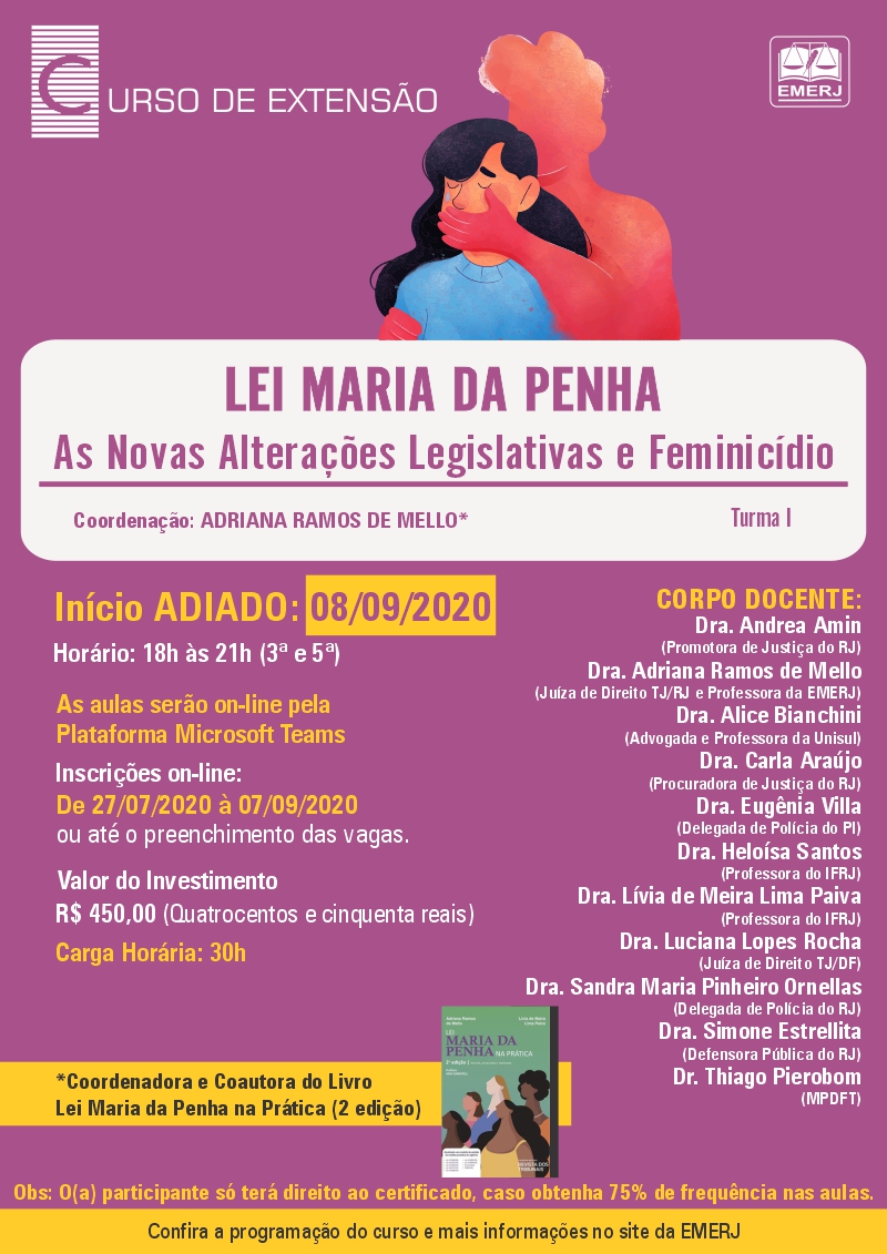 Curso de Extensão Lei Maria da Penha - As Novas Alterações Legislativas e Feminicídio