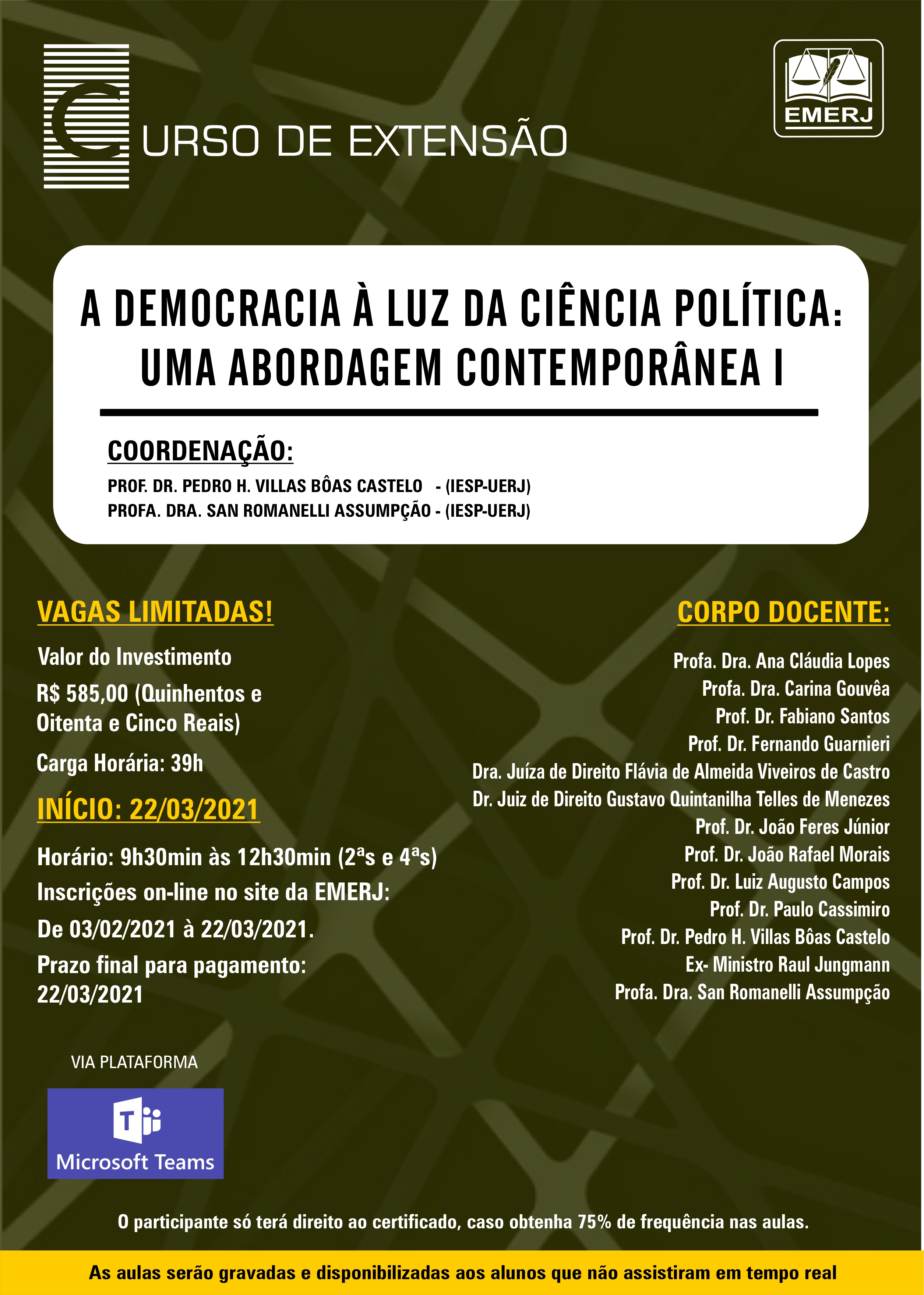 Curso de Extensão Democracia à luz da Ciência Política: Uma Abordagem Contemporânea
