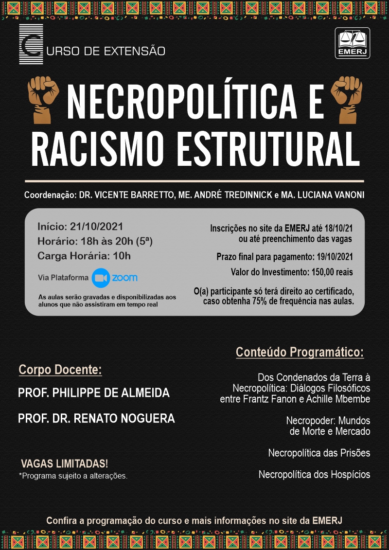 Curso de Extensão Necropolítica e Racismo Estrutural