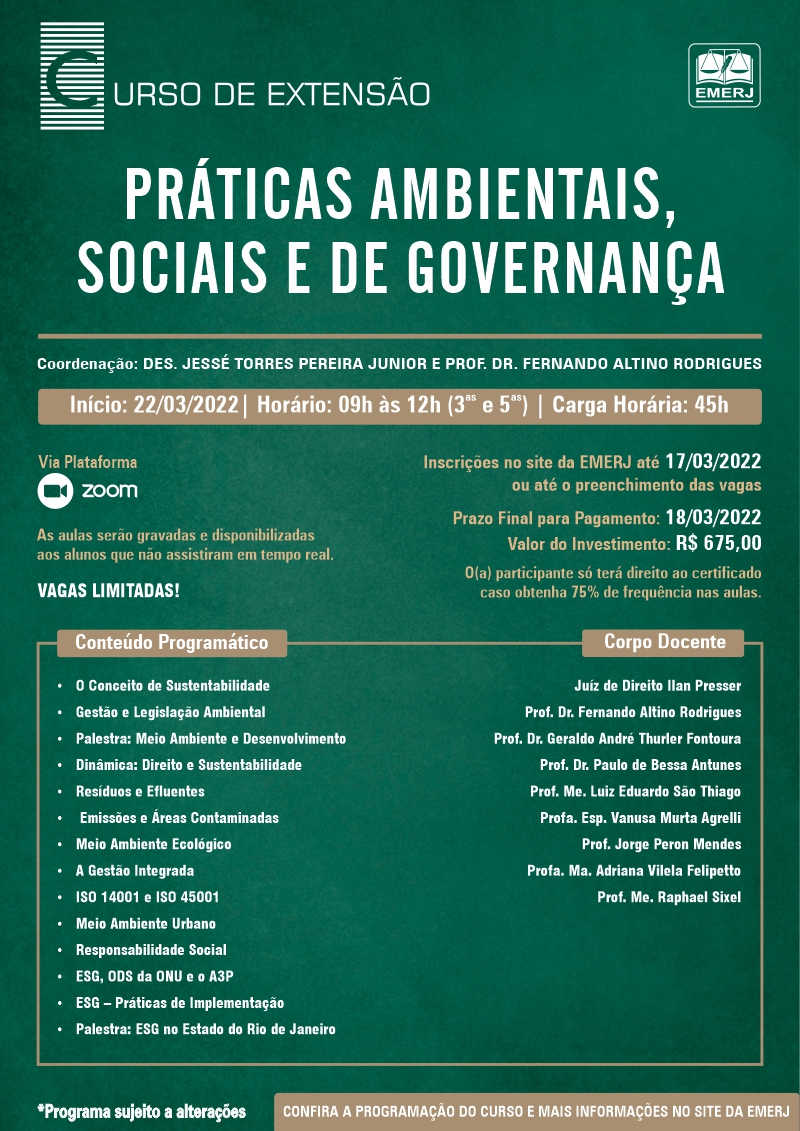 Curso de Extensão Práticas Ambientais, Sociais e de Governança