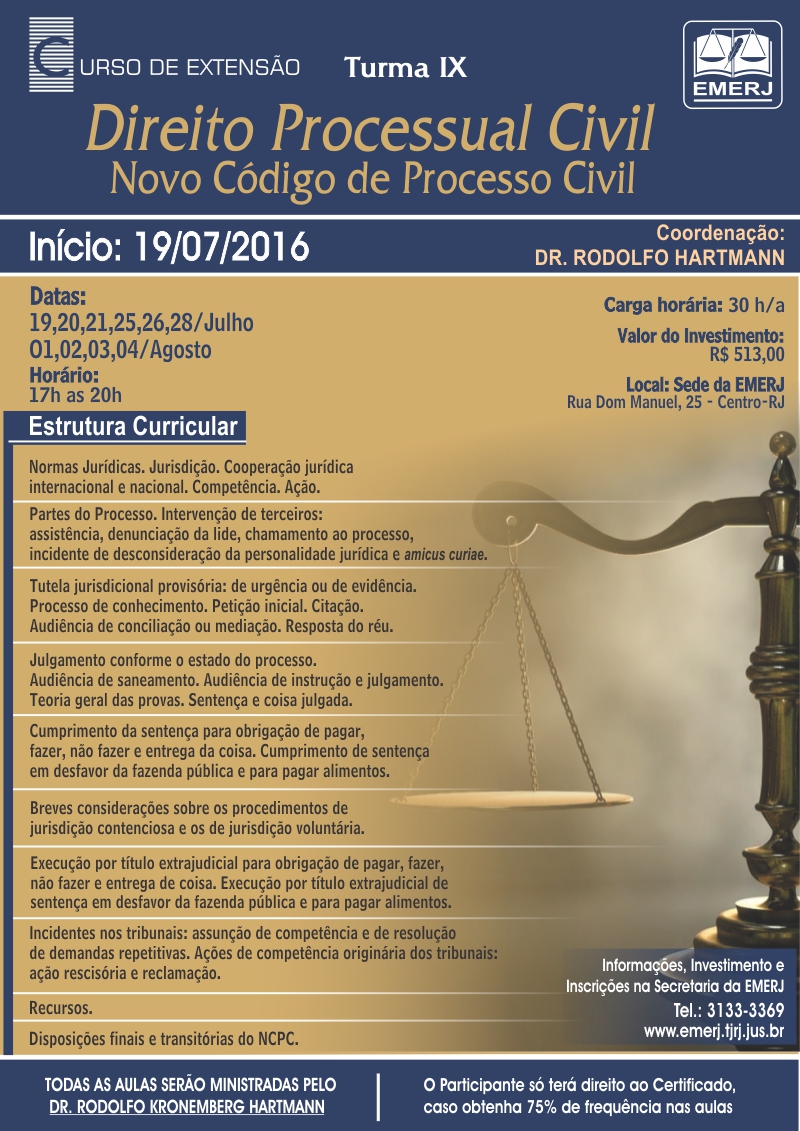 Curso de Extensão Direito Processual Civil - Novo Código de Processo Civil - Turma IX
