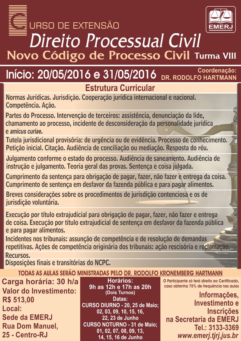 Curso de Extensão Direito Processual Civil - Novo Código de Processo Civil - Turma VIII