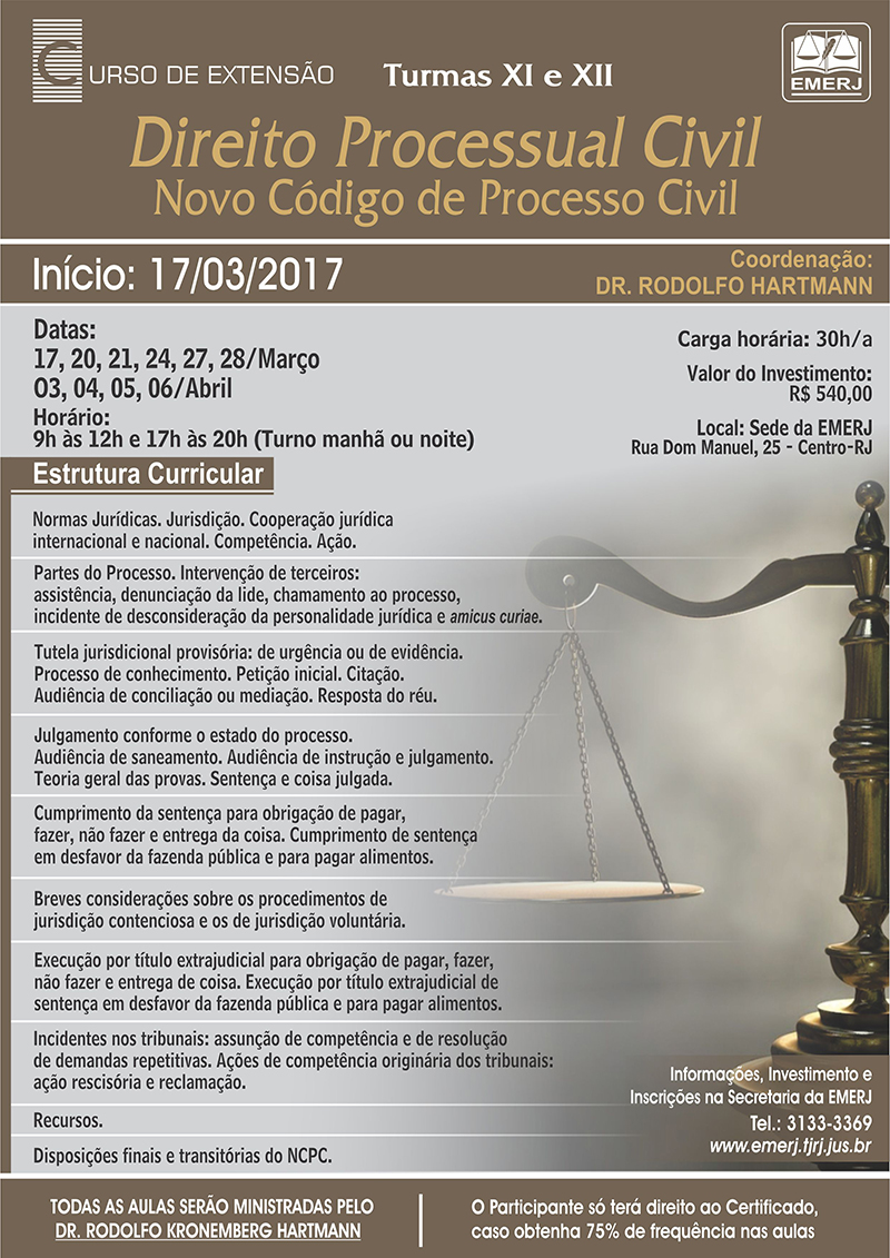 Curso de Extensão Direito Processual Civil - Novo Código de Processo Civil - Turmas XI e XII