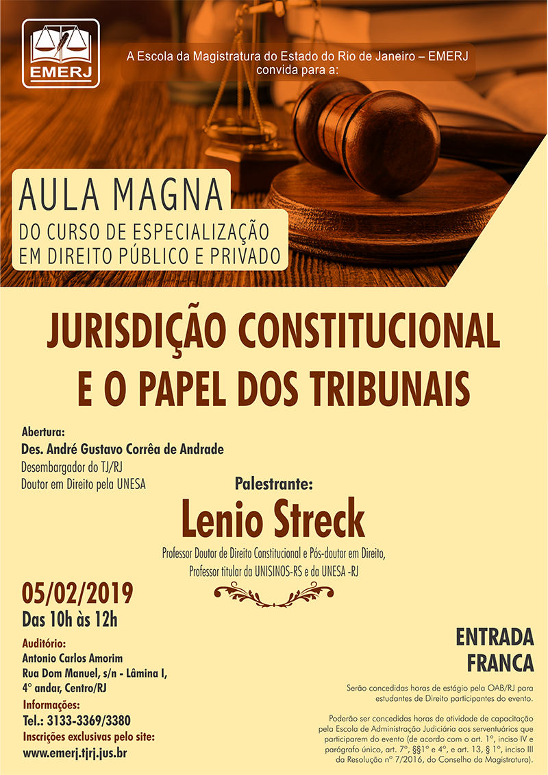 Aula Magna do Curso de Especialização em Direito Público e Privado - Jurisdição Constitucional e o Papel dos Tribunais