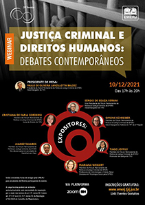 cartaz do webinar Justiça Criminal e Direitos Humanos: Debates Contemporâneos