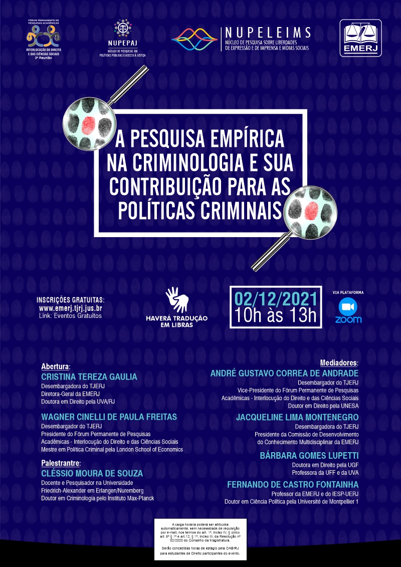 cartaz A Pesquisa Empírica na Criminologia e sua contribuição para as Políticas Criminais