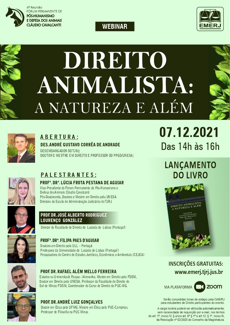 cartaz do webinar DIREITO ANIMALISTA: A NATUREZA E ALÉM