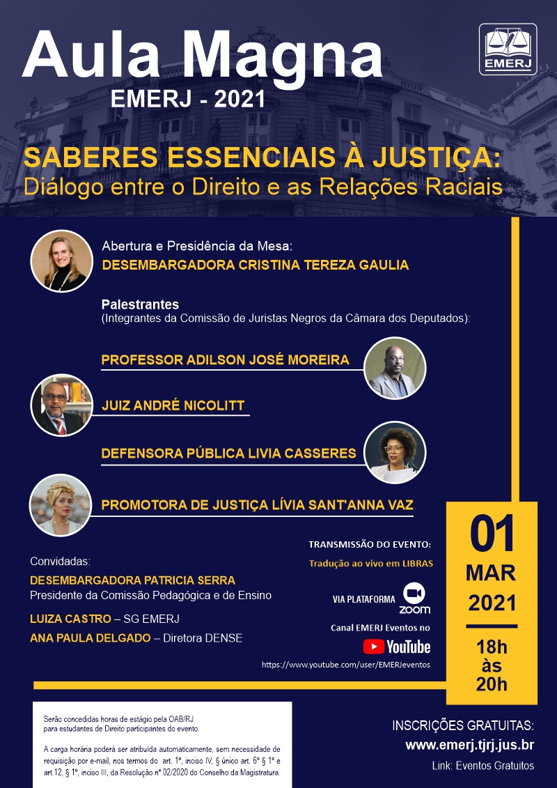 Aula Magna - Saberes Essenciais à Justiça: Diálogo entre o Direito e as Relações Raciais