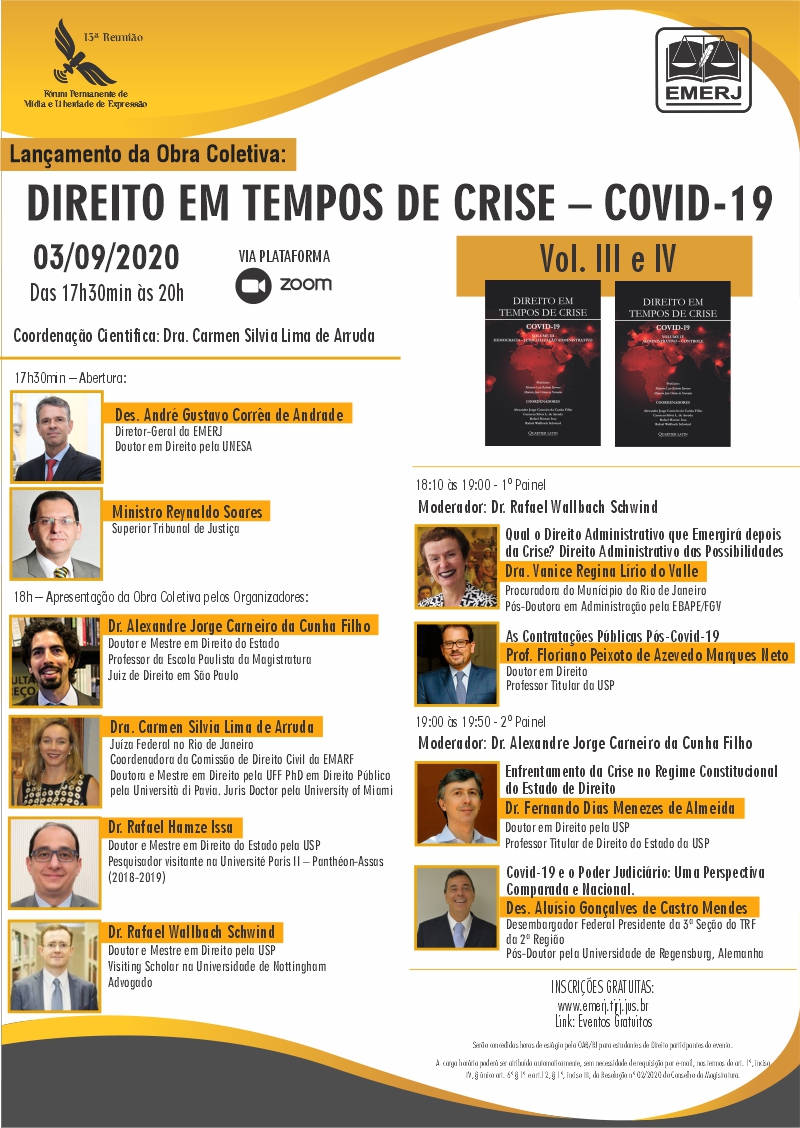 Lançamento da Obra Coletiva – DIREITO EM TEMPOS DE CRISE – COVID-19 – Vol. III e IV