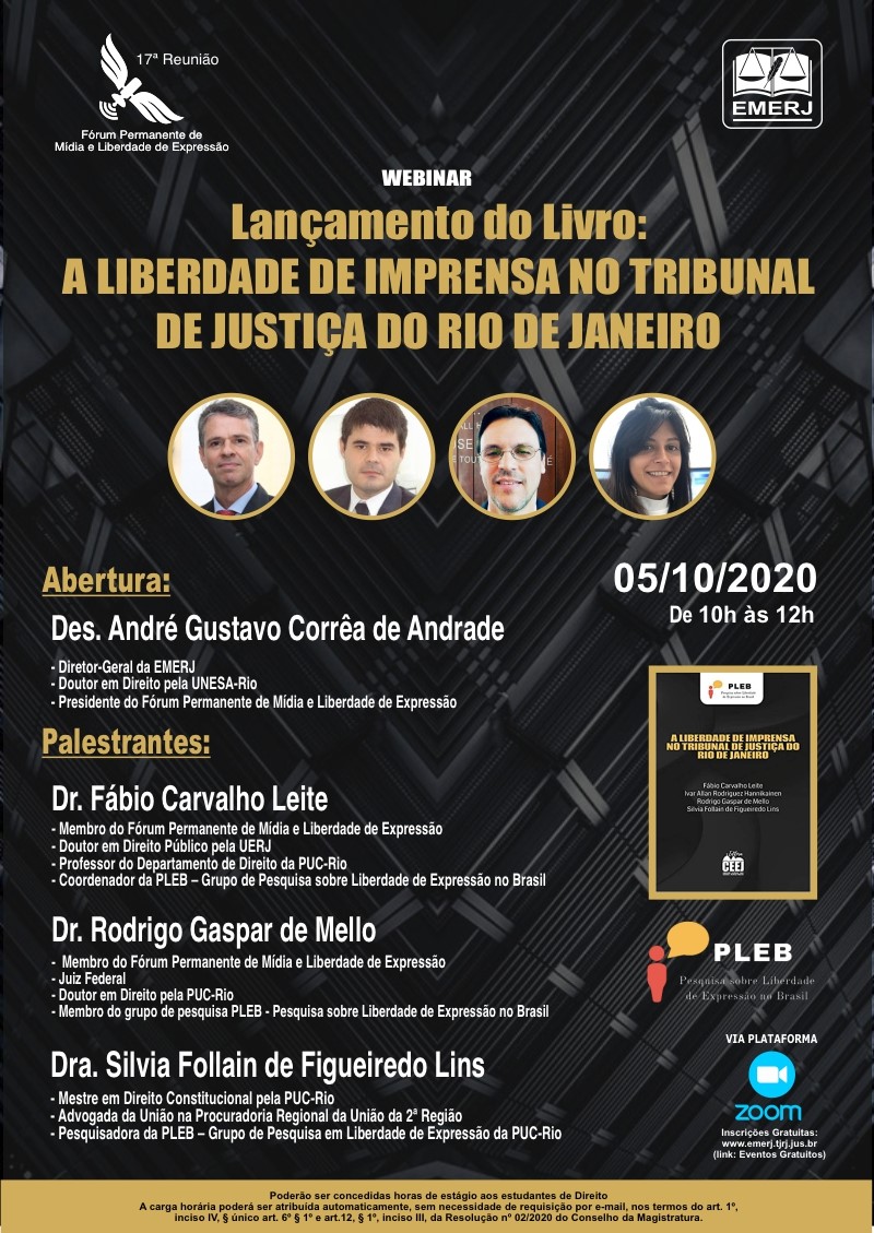 Lançamento do Livro: A Liberdade de Imprensa no Tribunal de Justiça do Rio de Janeiro