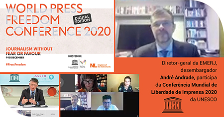 Diretor-geral da EMERJ, desembargador André Andrade, participa da Conferência Mundial de Liberdade de Imprensa 2020 da UNESCO
