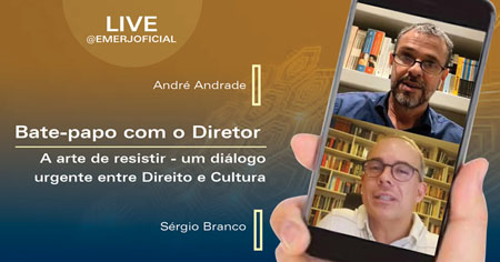 André Andrade e Sérgio Branco conversam sobre cultura e literatura durante live no Instagram da EMERJ
