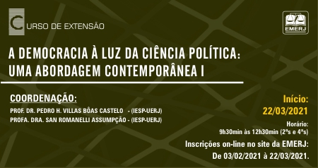 Abertas as inscrições para o Curso de Extensão “Democracia à luz da Ciência Política: Uma Abordagem Contemporânea”