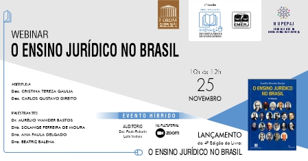 imagem que representa a notícia - EMERJ inaugura Fórum Permanente no webinar “O Ensino Jurídico no Brasil”