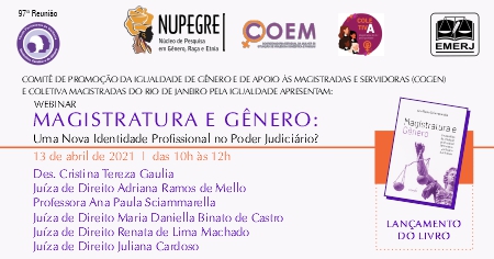 Evento da EMERJ reunirá mulheres especialistas para debater “Magistratura e gênero” na próxima semana