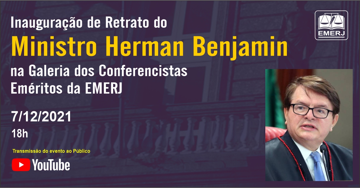 Imagem que representa a notícia O ministro Herman Benjamin terá seu retrato inaugurado na Galeria de Conferencistas Eméritos da EMERJ