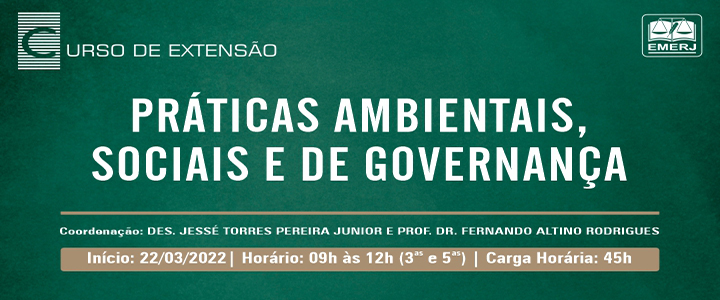 banner do Curso de Extensão Práticas Ambientais, Sociais e de Governança